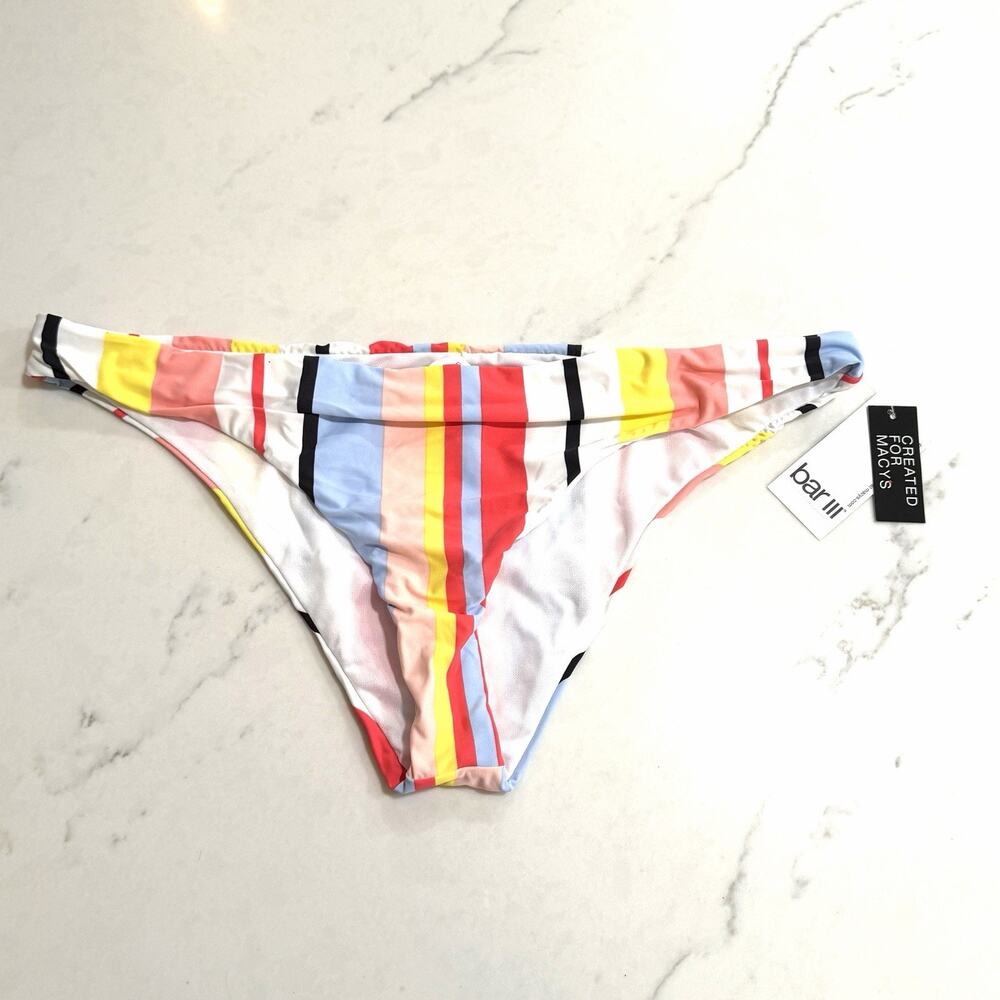 NWT Bar III Swimsuit Bikini Bottom Size XL Bold Stripe Hipster Cheeky